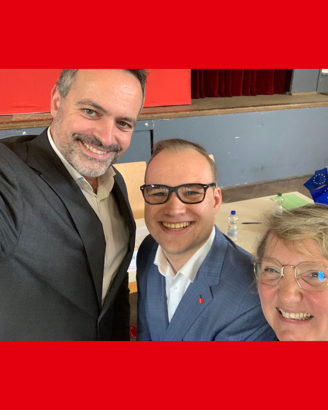 Selfie von Katja Mast, René Repasi und Davis Riedel